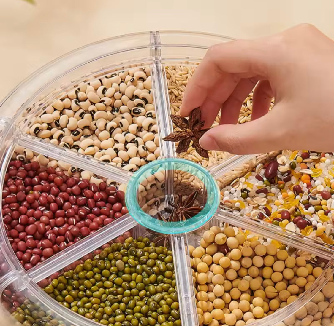 360° Rotating Grain Dispenser, Multi Grain Dispenser Bucket, Moisture Proof Cuisine Organizer, Rotary Partition Sealed Jar, Measuring Container Kitchen Grains Rice Storage Bucket Food Organizer 360° Rotating Grain Dispenser, Multi Grain Dispenser Bucket, Moisture Proof Cuisine Organizer, Rotary Partition Sealed Jar, Measuring Container Kitchen Grains Rice Storage Bucket Food Organizer
